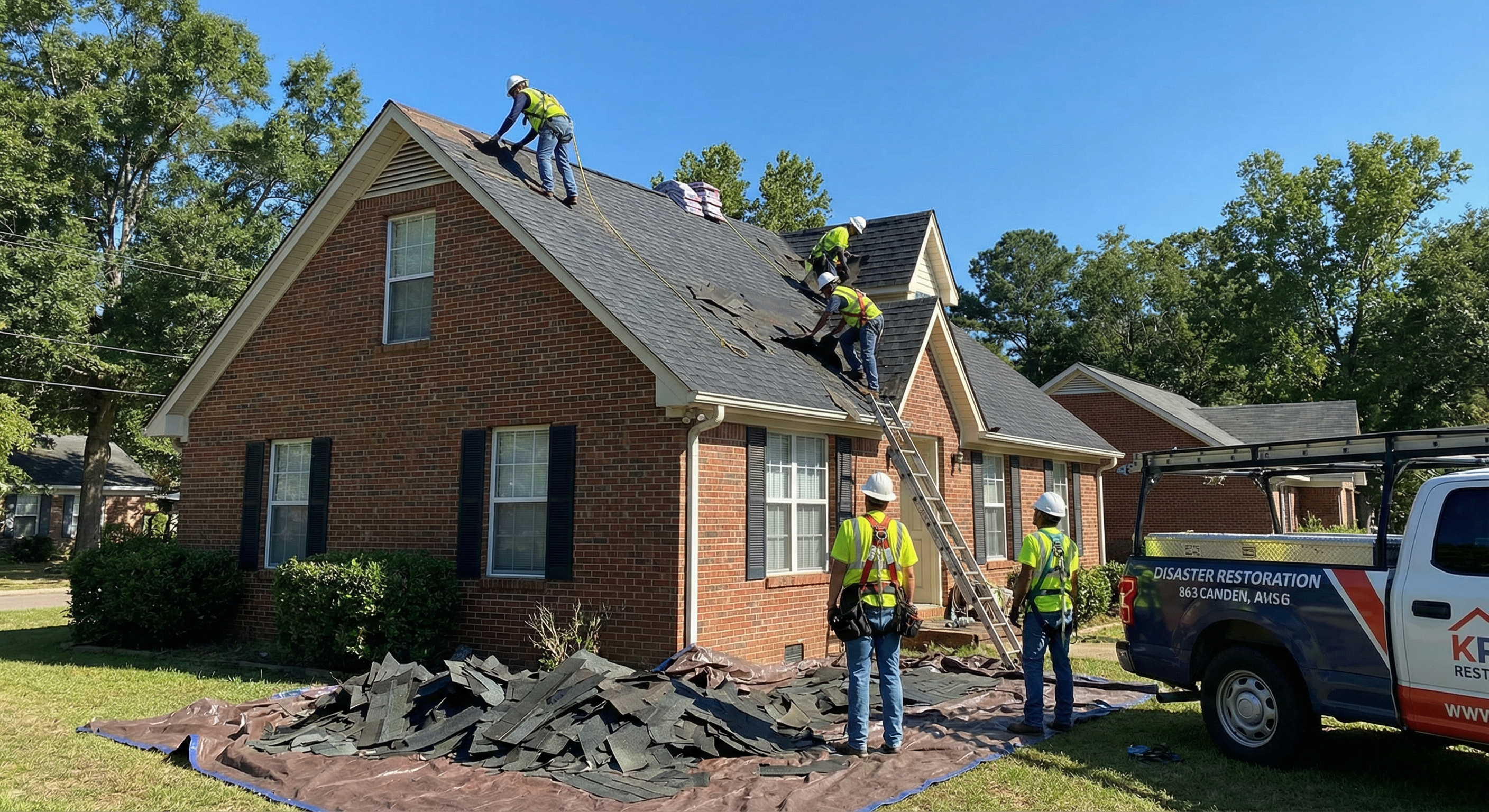 OakRidge Disaster Cleanup crew working on storm damage